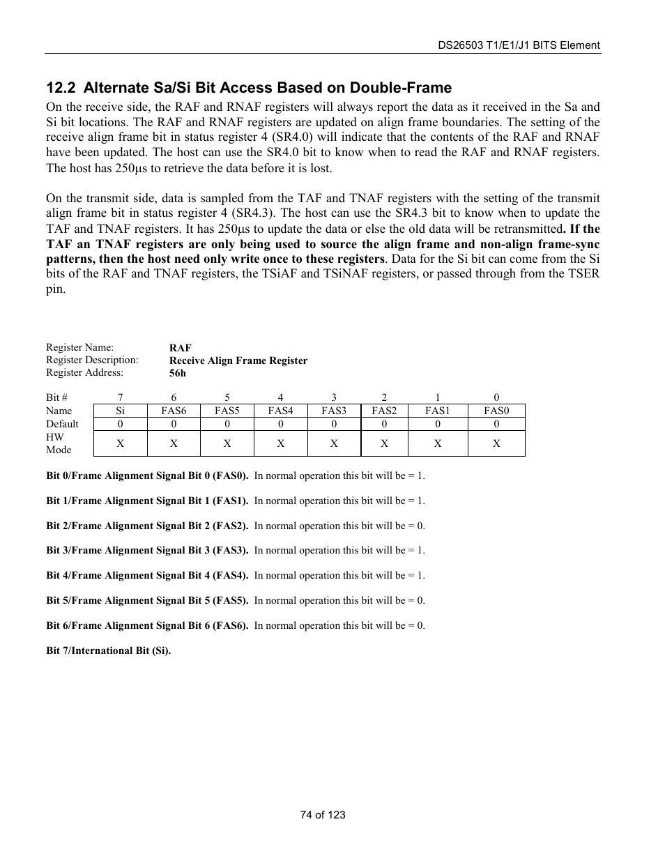 Alternate sa/si bit access based on double-frame, Lternate, Ccess | Ased on, Ouble, Rame, 2 alternate sa/si bit access based on double-frame | Rainbow Electronics DS26503 User Manual | Page 74 / 123