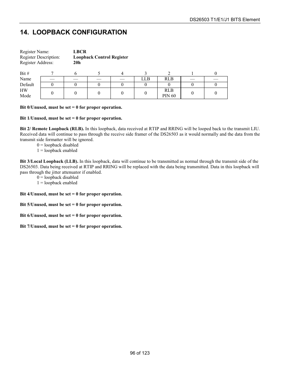Loopback configuration | Rainbow Electronics DS26503 User Manual | Page 96 / 123