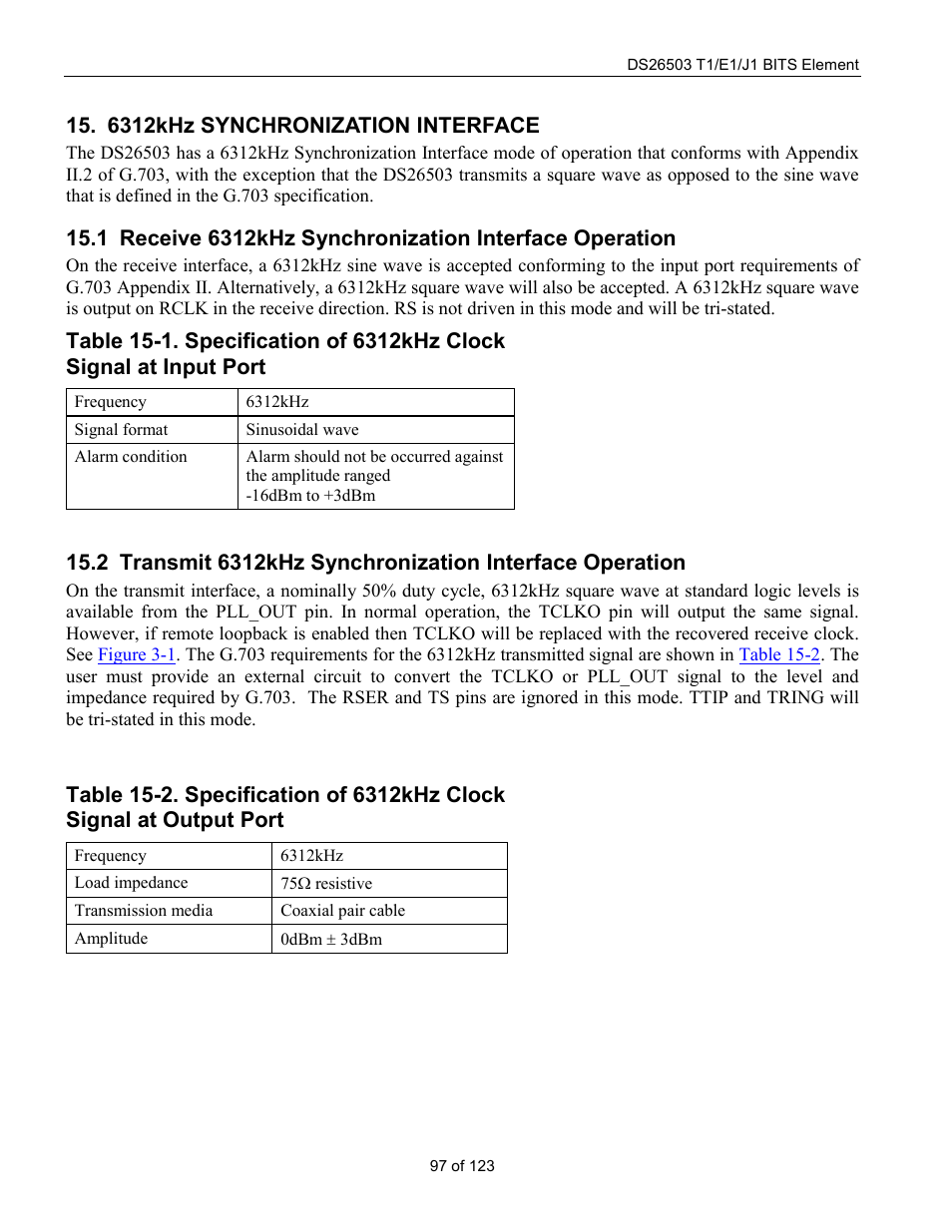 6312khz synchronization interface, Eceive, Ynchronization | Nterface, Peration, Ransmit | Rainbow Electronics DS26503 User Manual | Page 97 / 123
