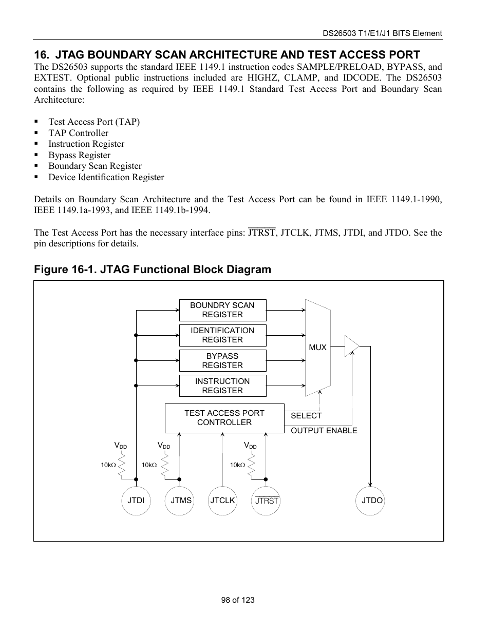 Figure 16-1. jtag functional block diagram | Rainbow Electronics DS26503 User Manual | Page 98 / 123