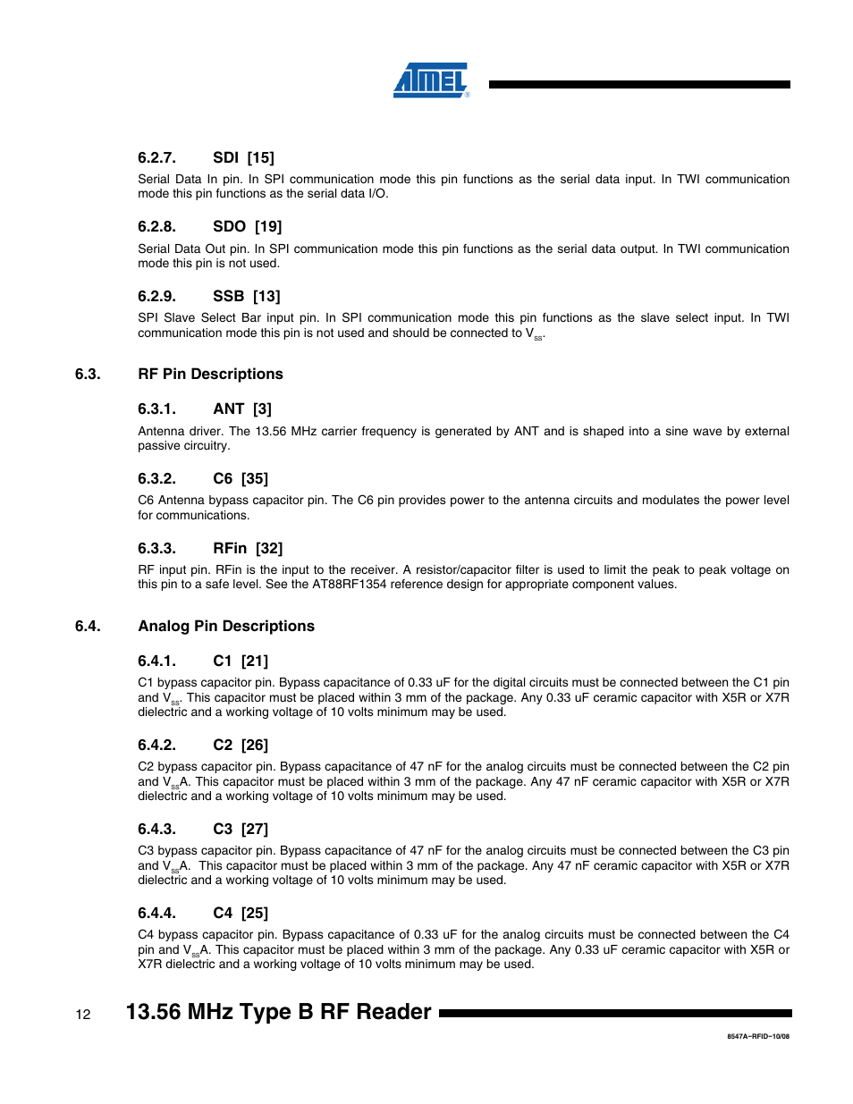 56 mhz type b rf reader | Rainbow Electronics AT88RF1354 User Manual | Page 12 / 50