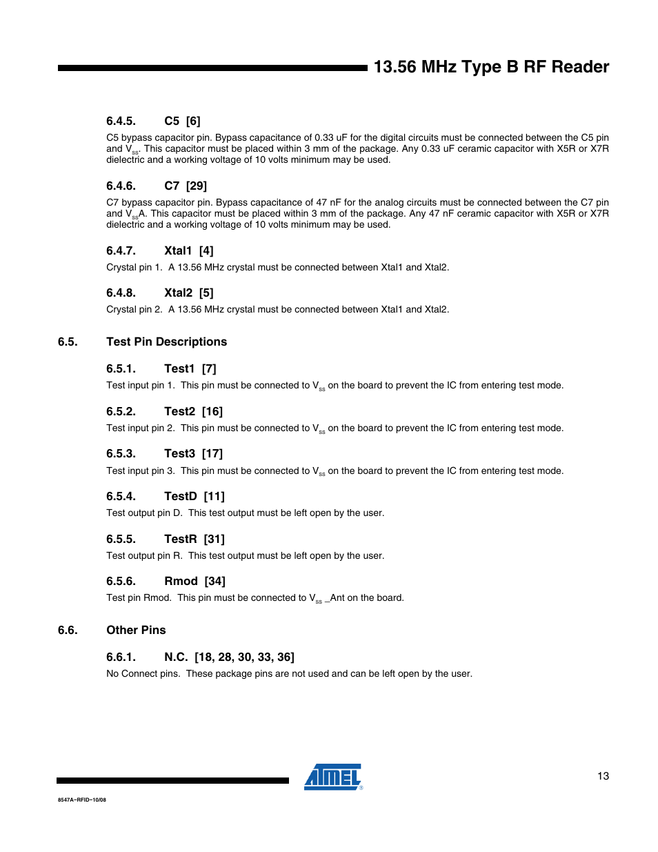 56 mhz type b rf reader | Rainbow Electronics AT88RF1354 User Manual | Page 13 / 50