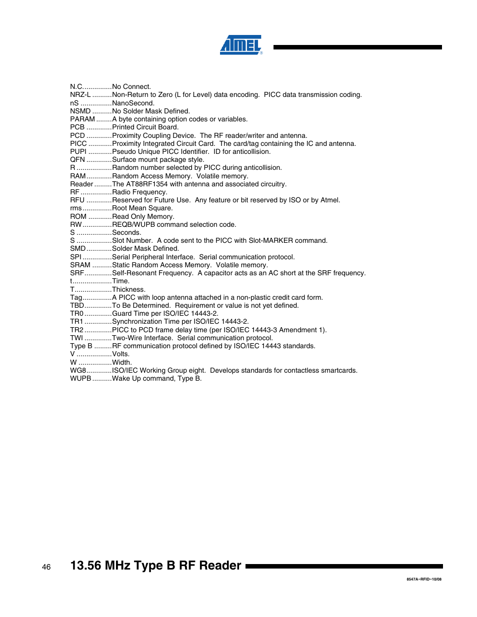 56 mhz type b rf reader | Rainbow Electronics AT88RF1354 User Manual | Page 46 / 50