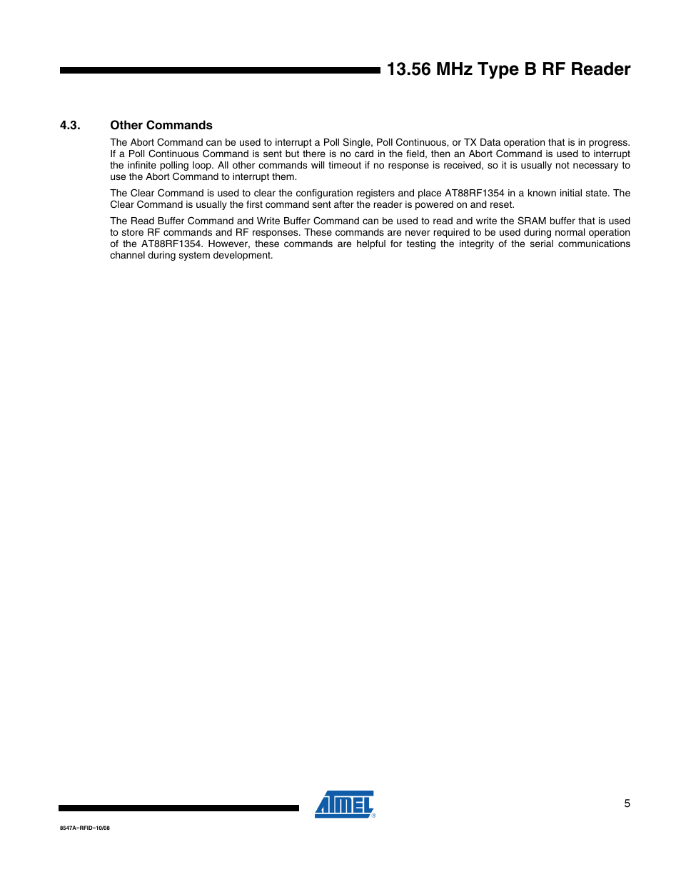 56 mhz type b rf reader | Rainbow Electronics AT88RF1354 User Manual | Page 5 / 50