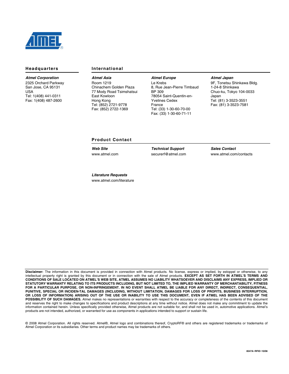 Rainbow Electronics AT88RF1354 User Manual | Page 50 / 50