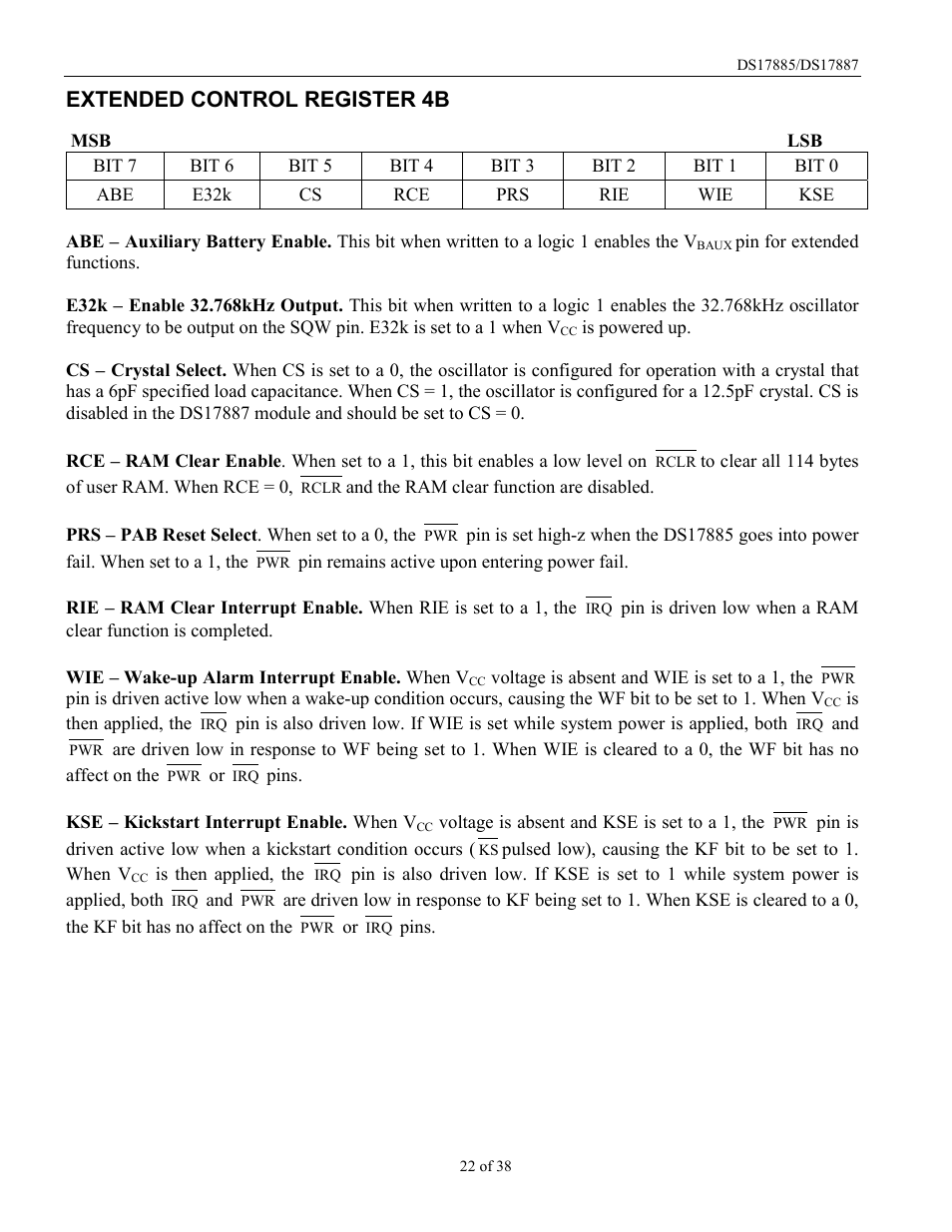 Extended control register 4b | Rainbow Electronics DS17887 User Manual | Page 22 / 38