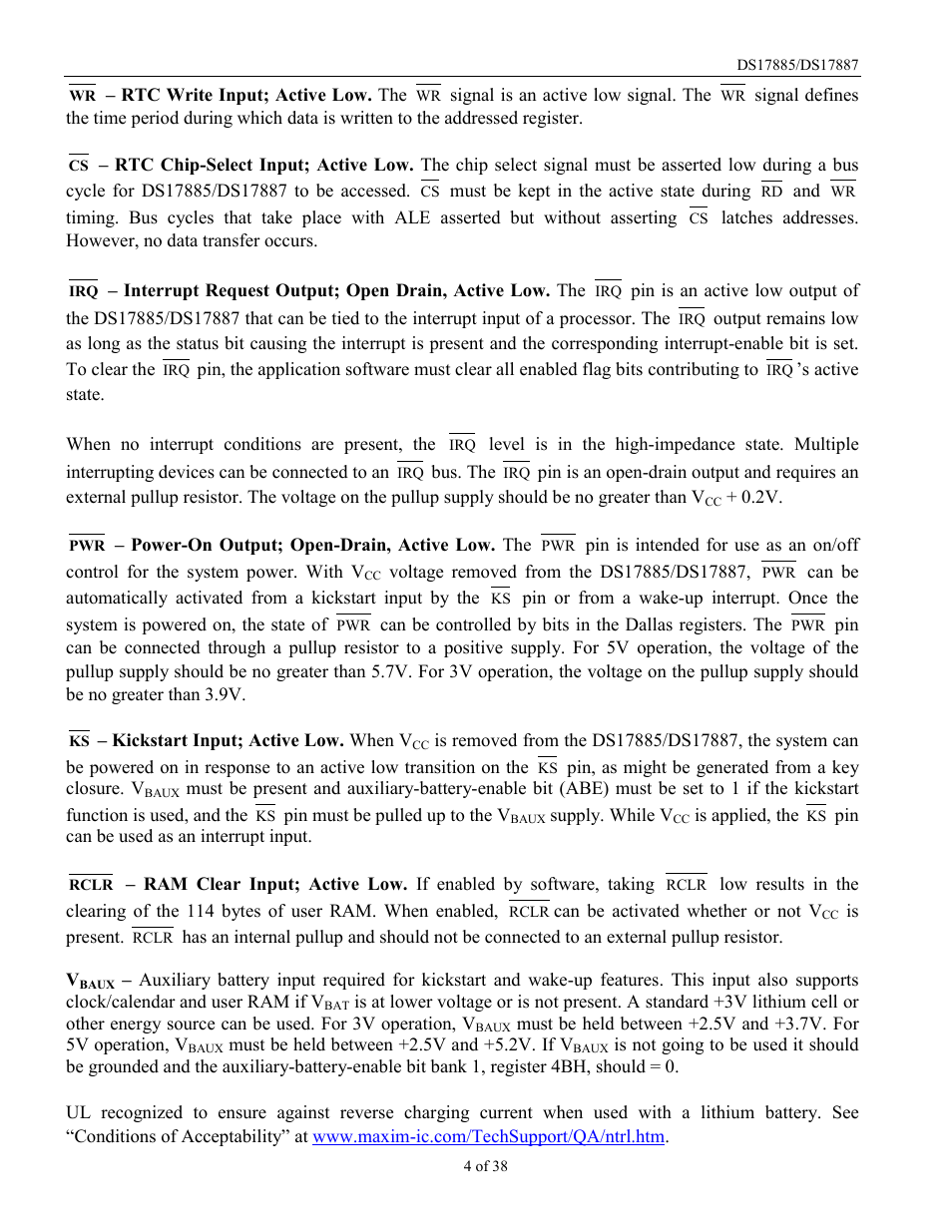 Rainbow Electronics DS17887 User Manual | Page 4 / 38