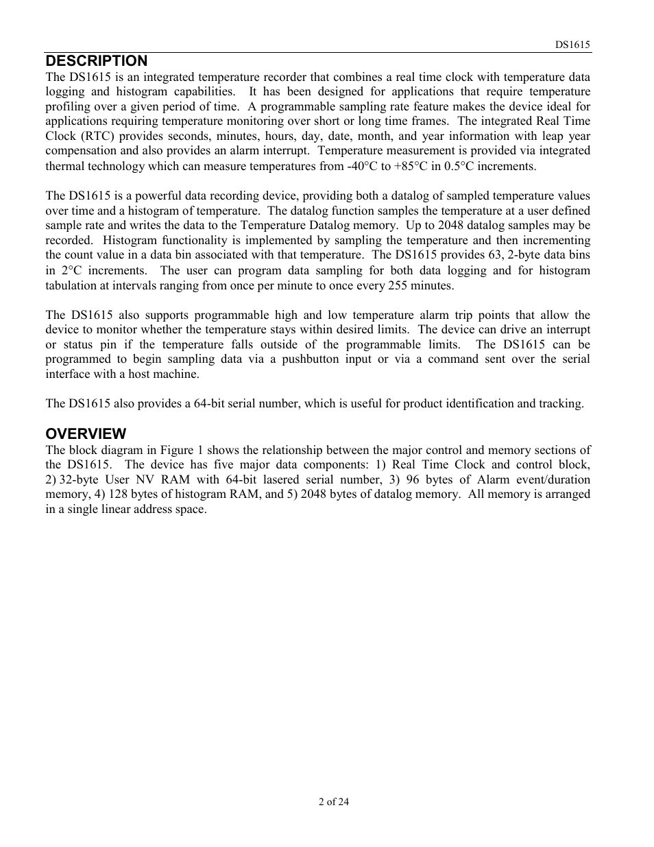 Rainbow Electronics DS1615 User Manual | Page 2 / 24