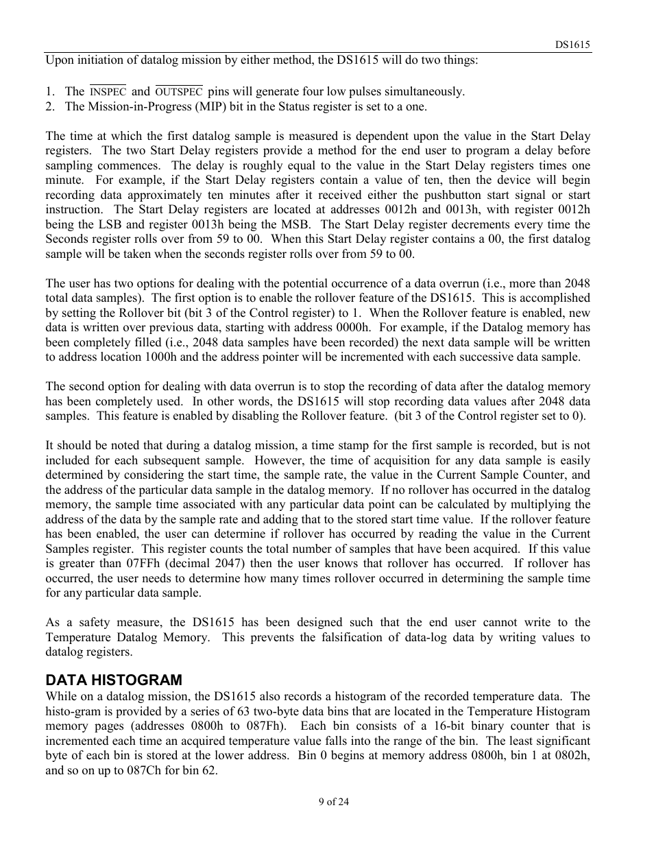 Data histogram | Rainbow Electronics DS1615 User Manual | Page 9 / 24