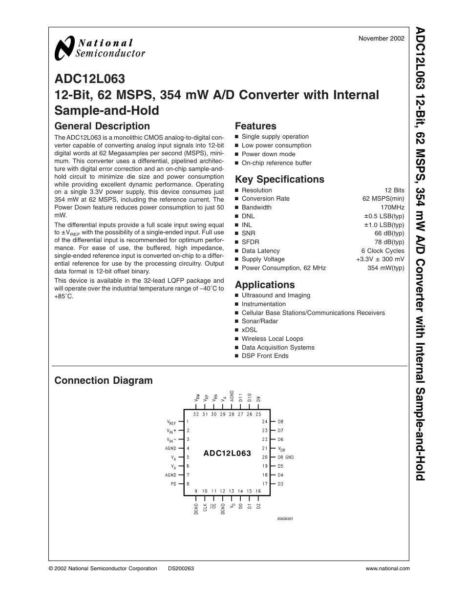 Rainbow Electronics ADC12L063 User Manual | 22 pages