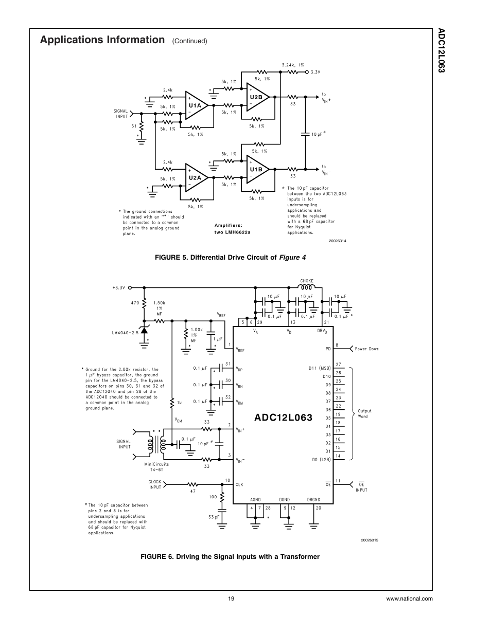 Figure 5. differential drive circuit of, Figure 5, Figure 6 | Applications information | Rainbow Electronics ADC12L063 User Manual | Page 19 / 22