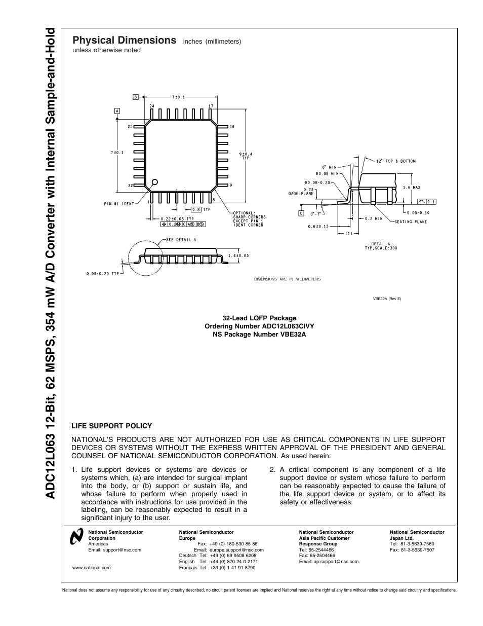 Physical dimensions | Rainbow Electronics ADC12L063 User Manual | Page 22 / 22