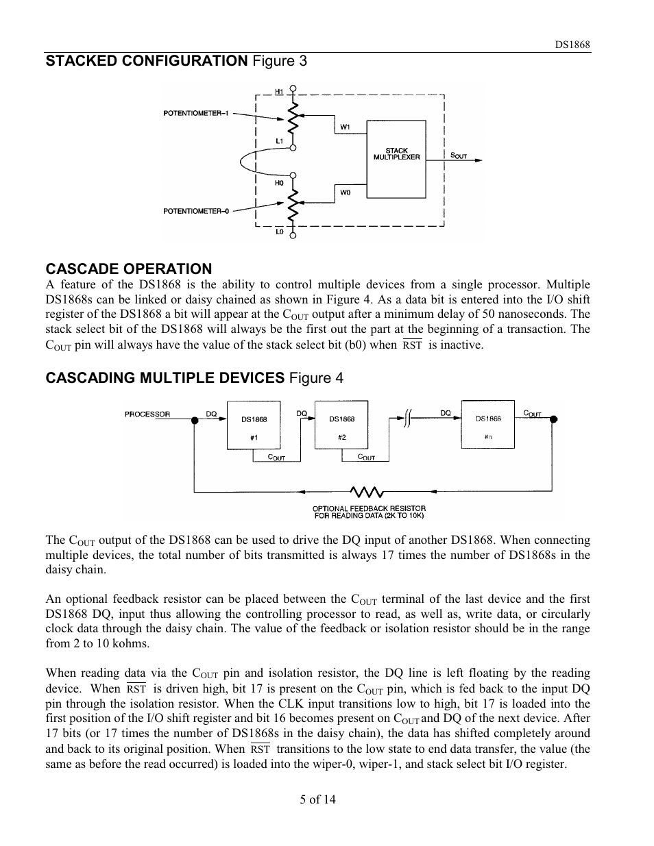 Stacked configuration figure 3 cascade operation, Cascading multiple devices figure 4 | Rainbow Electronics DS1868 User Manual | Page 5 / 14