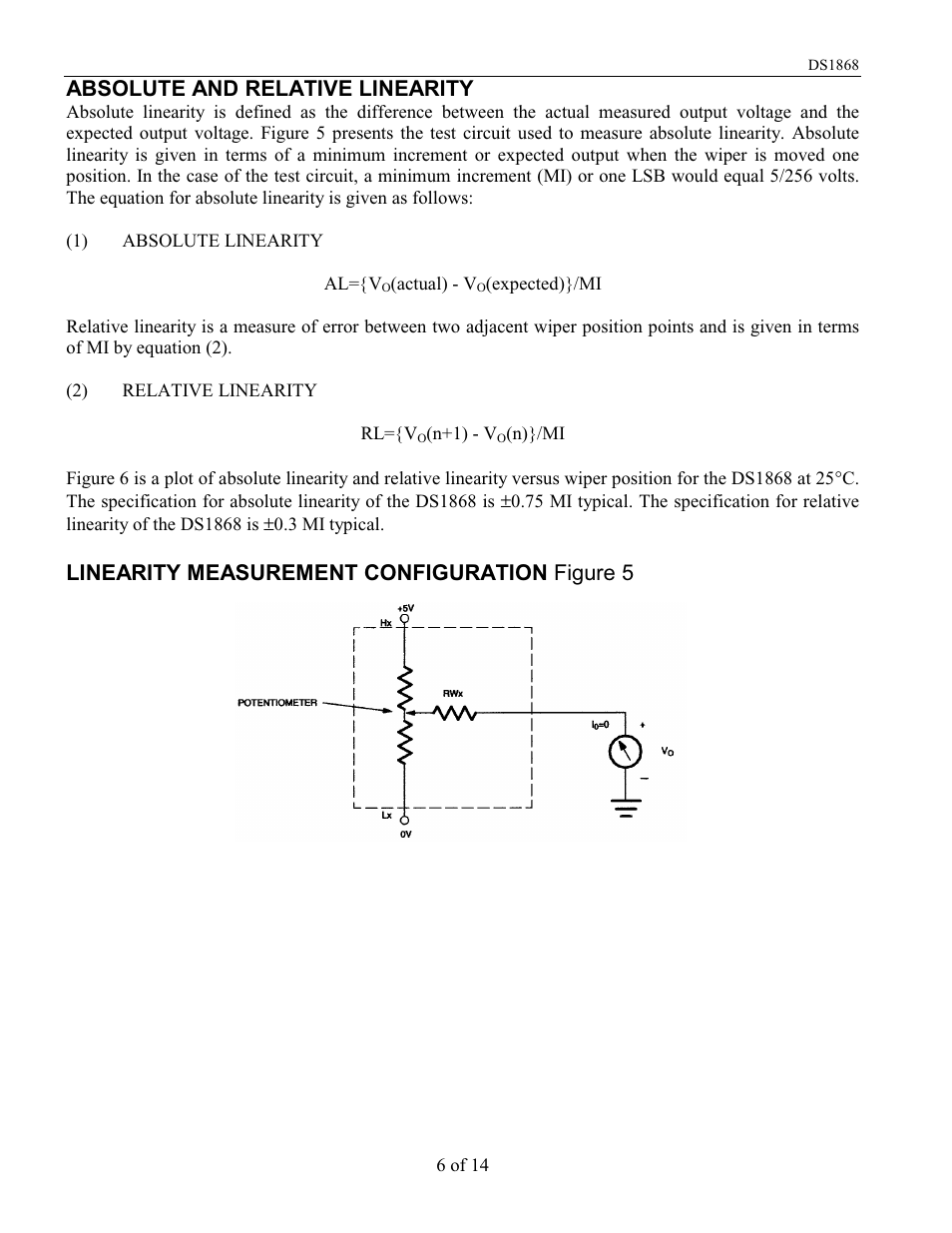 Absolute and relative linearity, Linearity measurement configuration figure 5 | Rainbow Electronics DS1868 User Manual | Page 6 / 14