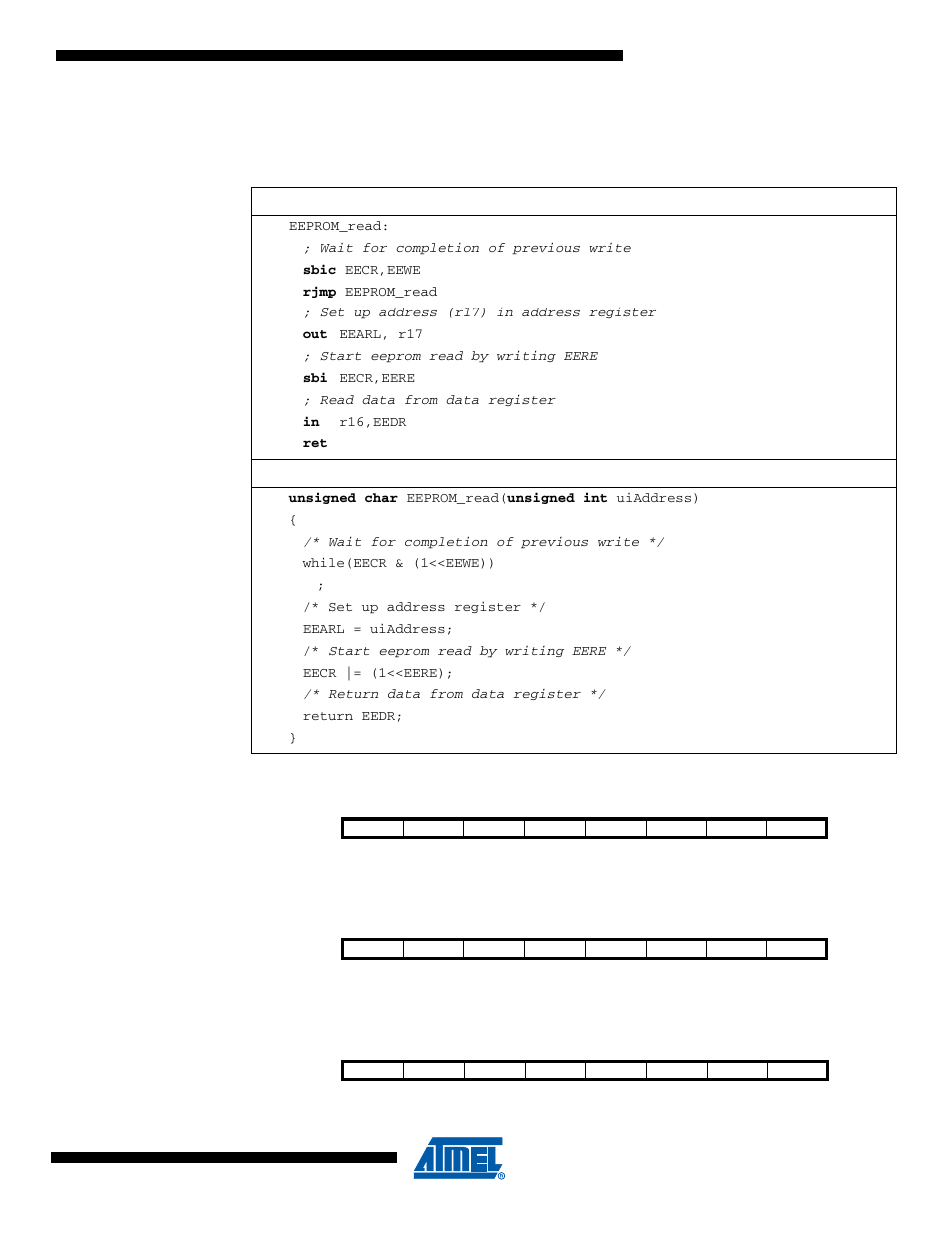 4 gpior2 – general purpose i/o register 2, 5 gpior1 – general purpose i/o register 1, 6 gpior0 –general purpose i/o register 0 | Atmega4hvd/8hvd, C code example | Rainbow Electronics ATmega8HVD User Manual | Page 21 / 168