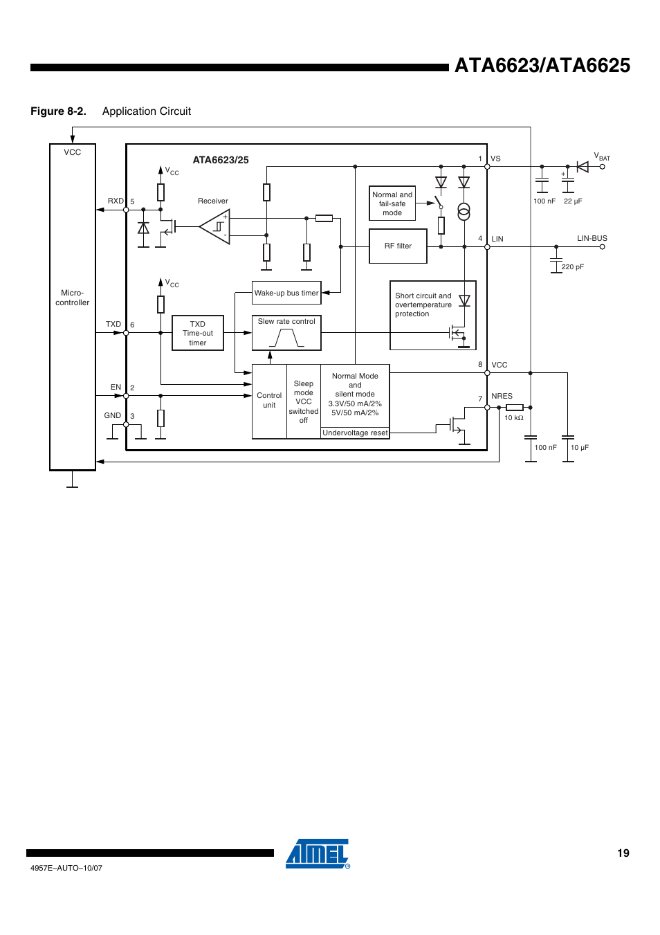 Figure 8-2. application circuit | Rainbow Electronics ATA6625 User Manual | Page 19 / 22