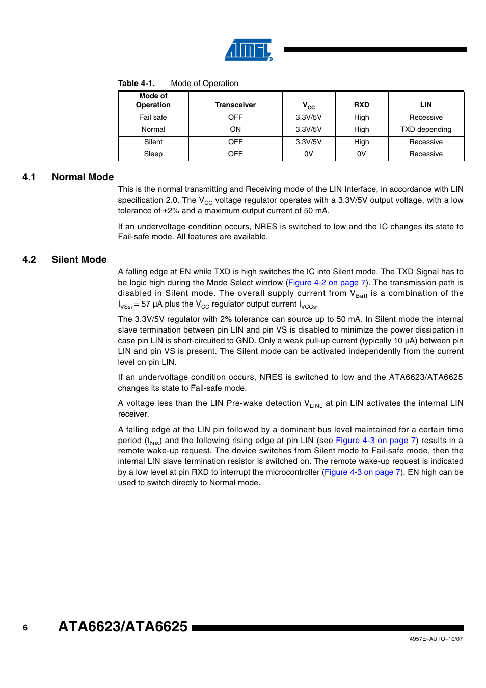 1 normal mode, 2 silent mode | Rainbow Electronics ATA6625 User Manual | Page 6 / 22