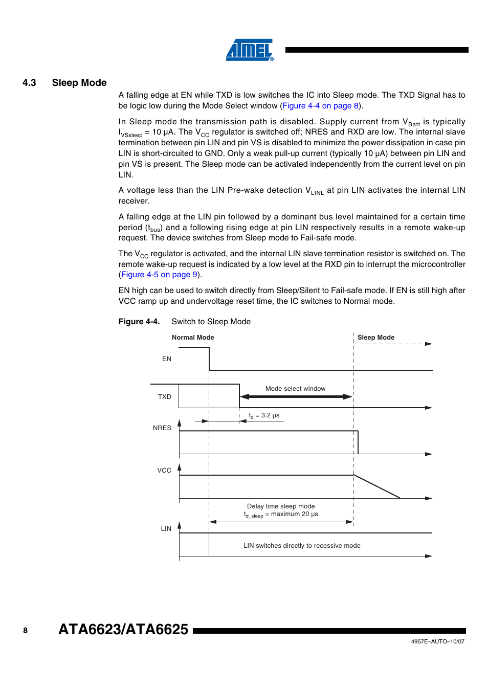 3 sleep mode | Rainbow Electronics ATA6625 User Manual | Page 8 / 22