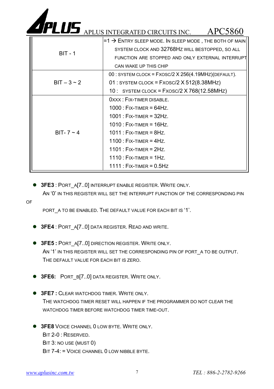 Apc5860, Aplus integrated circuits inc | Rainbow Electronics APC5860 User Manual | Page 7 / 10