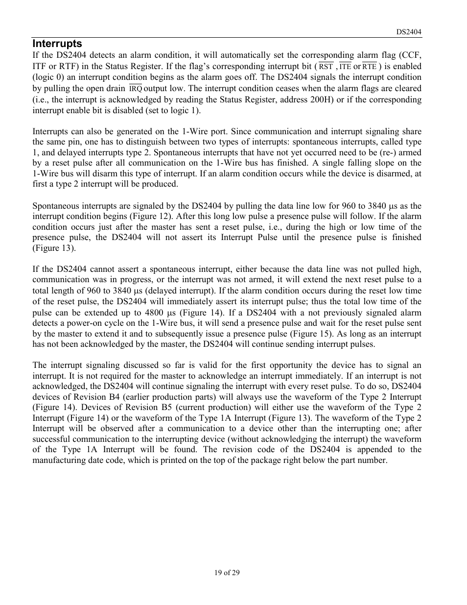 Interrupts | Rainbow Electronics DS2404 User Manual | Page 19 / 29