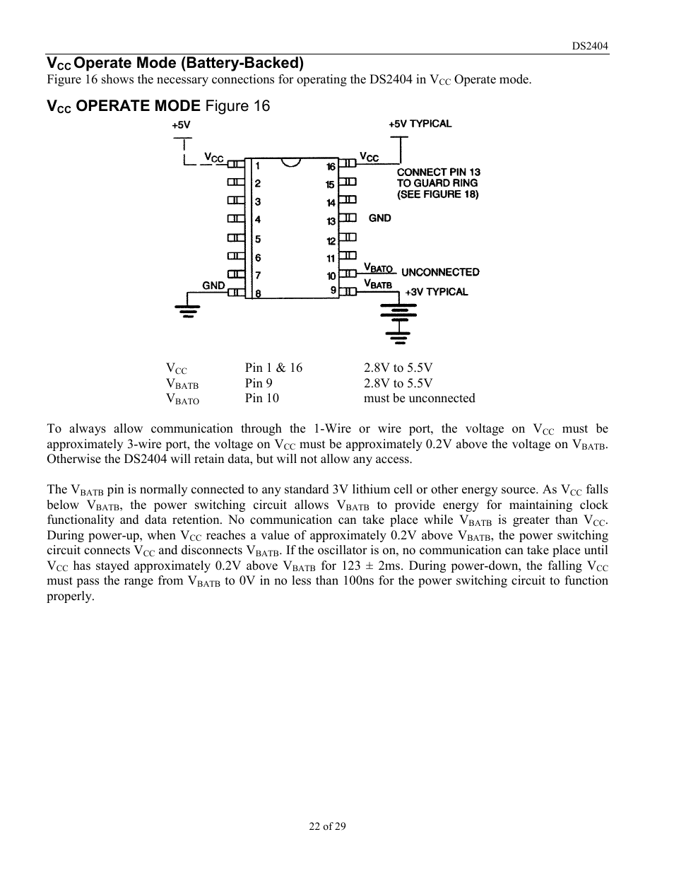 Operate mode (battery-backed), Operate mode figure 16 | Rainbow Electronics DS2404 User Manual | Page 22 / 29