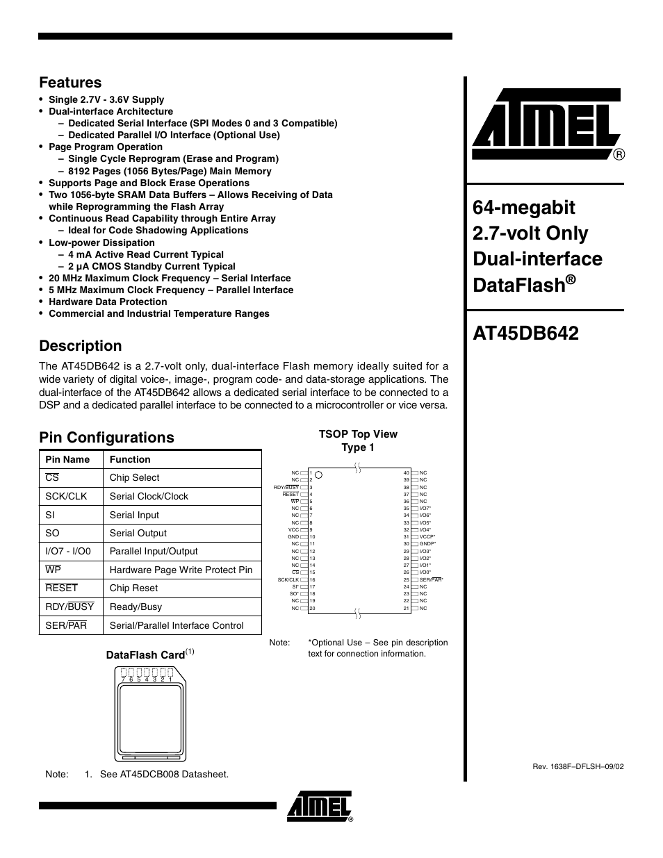 Rainbow Electronics AT45DB642 User Manual | 37 pages
