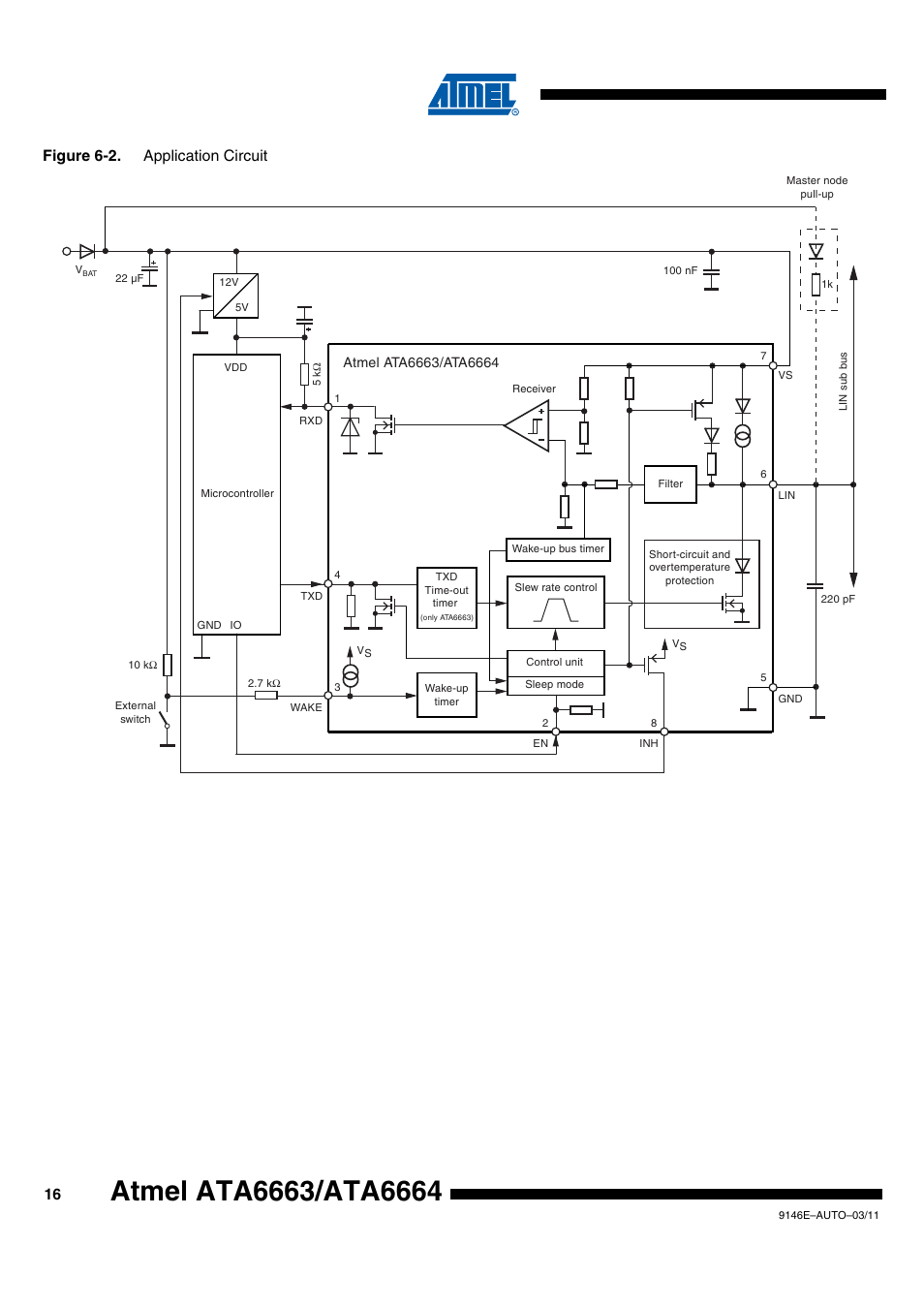 Figure 6-2. application circuit | Rainbow Electronics ATA6664 User Manual | Page 16 / 20
