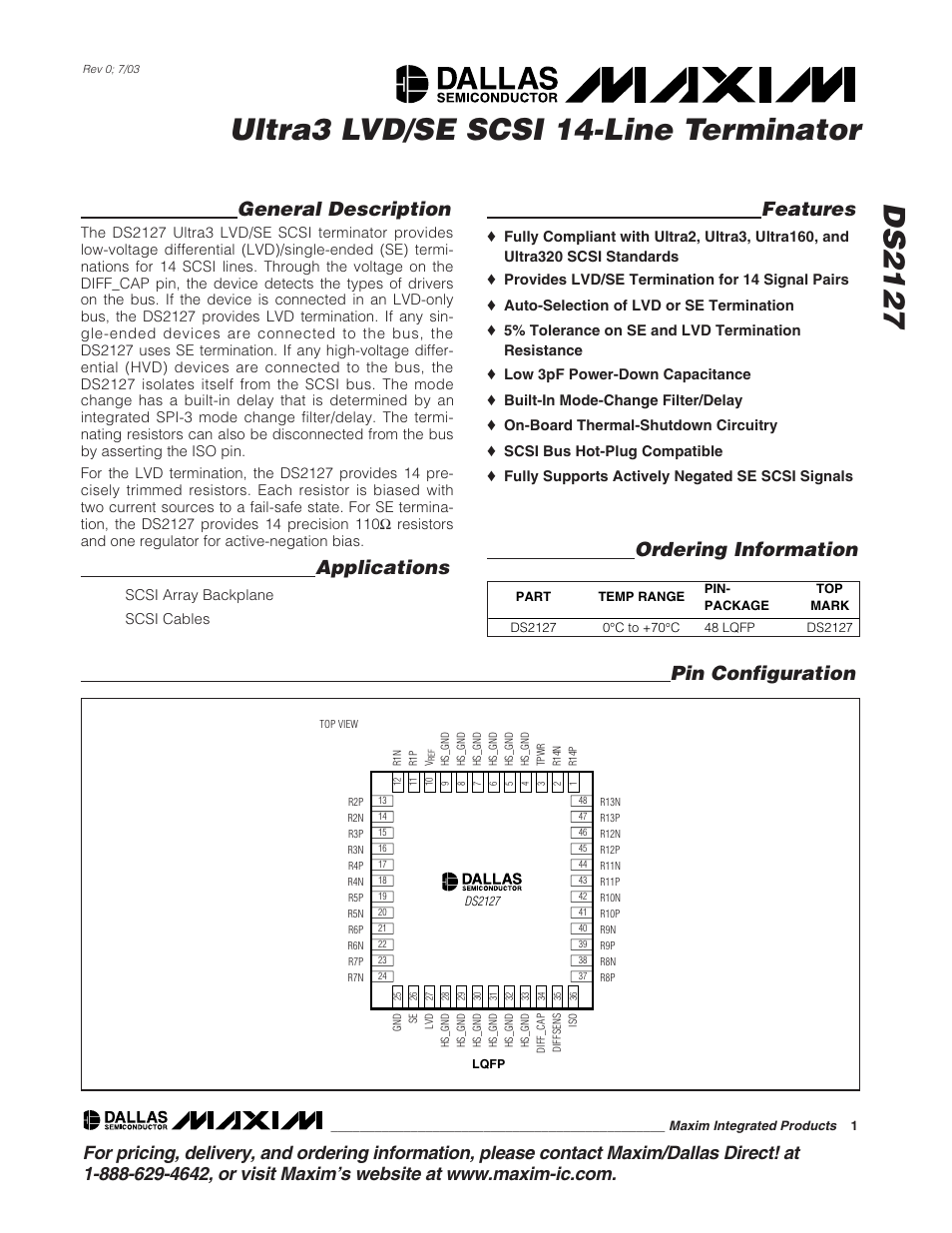 Rainbow Electronics DS2127 User Manual | 6 pages