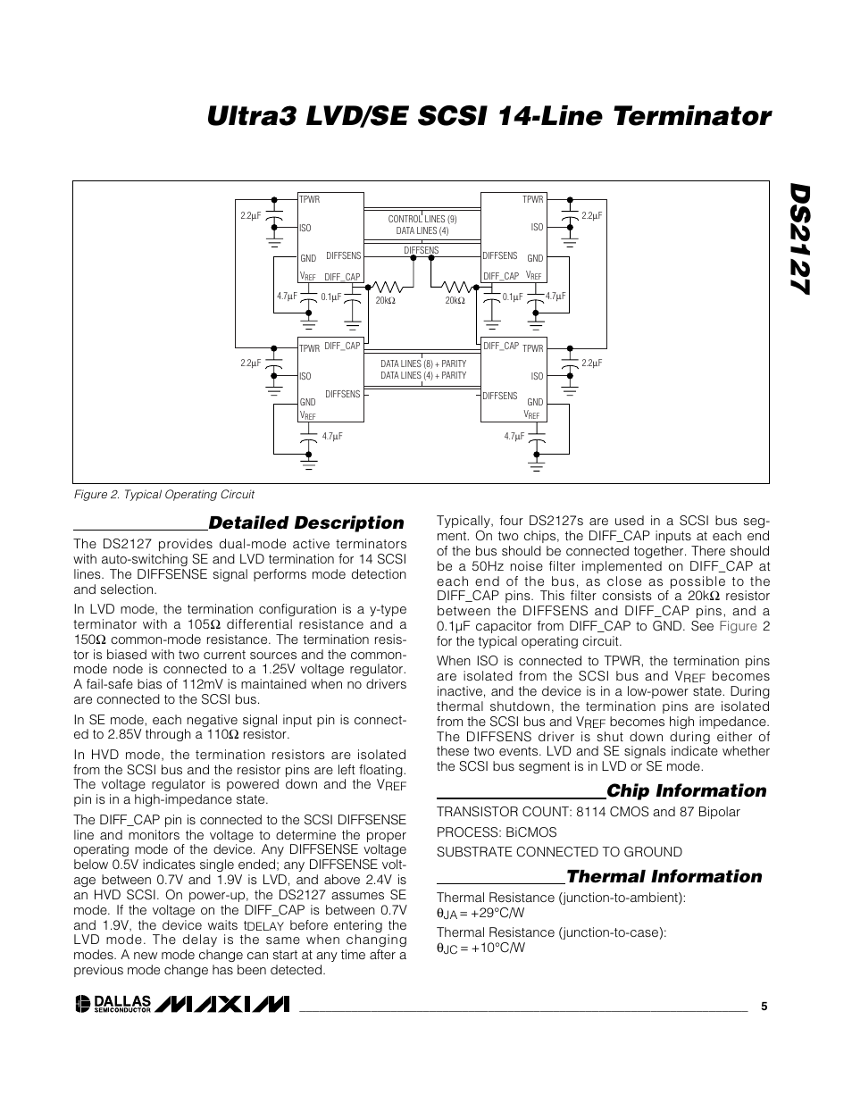 Detailed description, Chip information, Thermal information | Rainbow Electronics DS2127 User Manual | Page 5 / 6