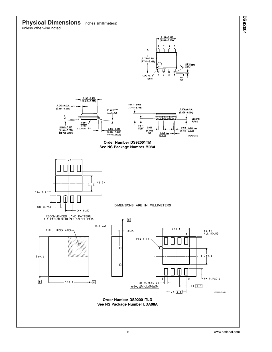 Physical dimensions | Rainbow Electronics DS92001 User Manual | Page 11 / 12