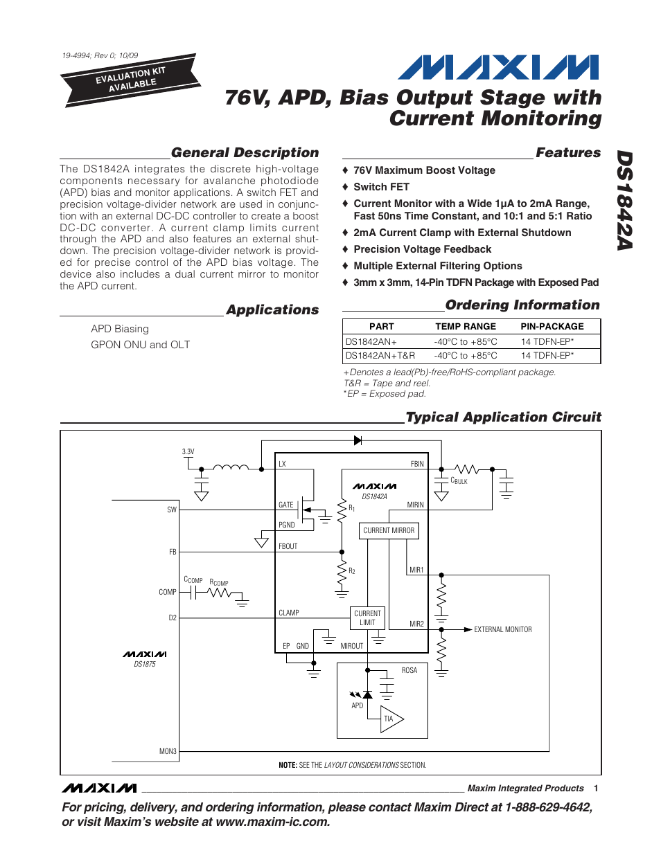 Rainbow Electronics DS1842A User Manual | 6 pages