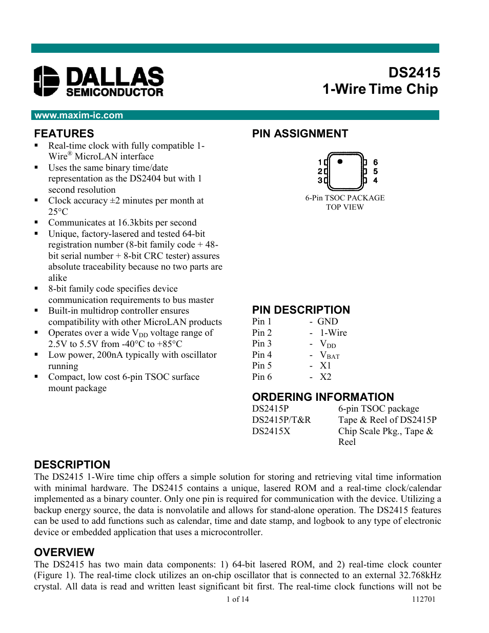 Rainbow Electronics DS2415 User Manual | 14 pages