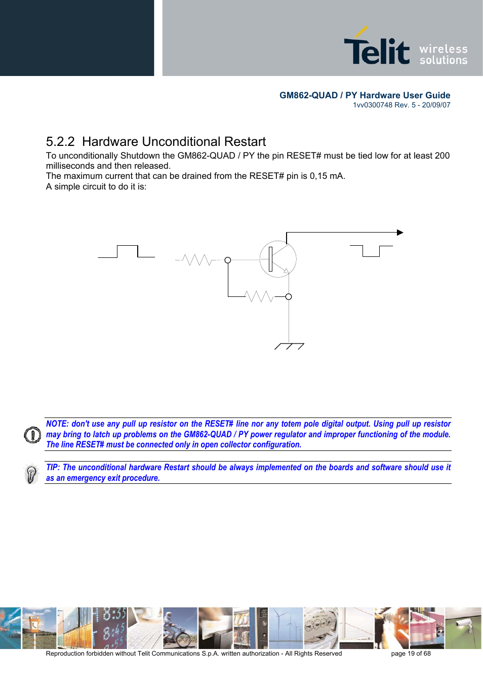 2 hardware unconditional restart | Rainbow Electronics GM862-QUAD-PY User Manual | Page 19 / 68