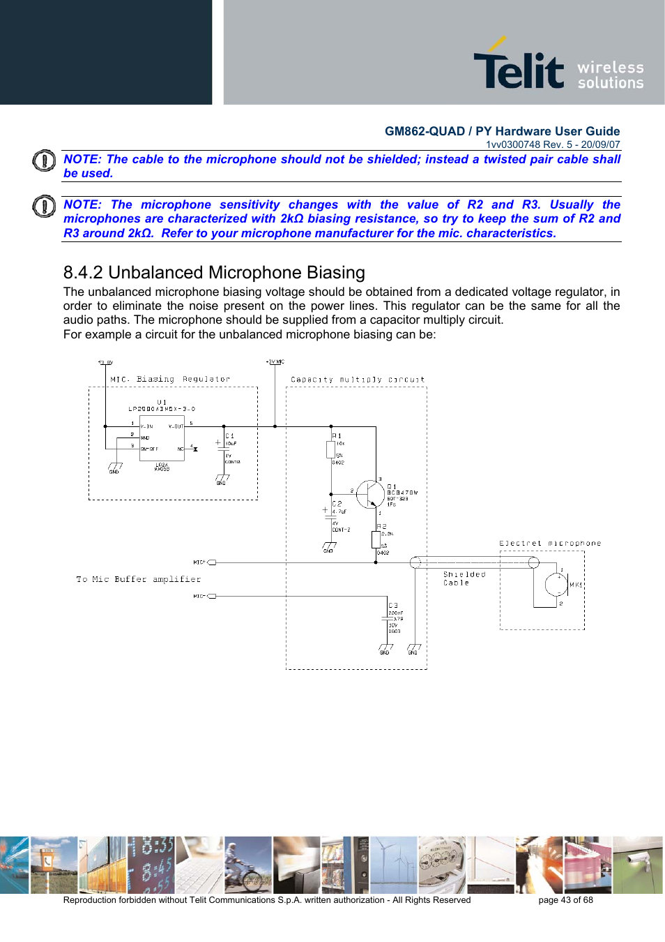 2 unbalanced microphone biasing | Rainbow Electronics GM862-QUAD-PY User Manual | Page 43 / 68