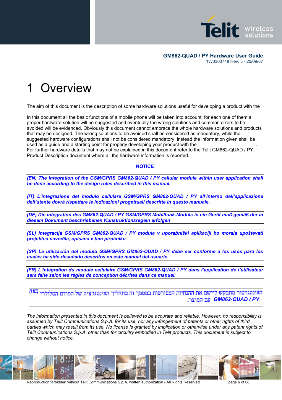 1 overview | Rainbow Electronics GM862-QUAD-PY User Manual | Page 6 / 68