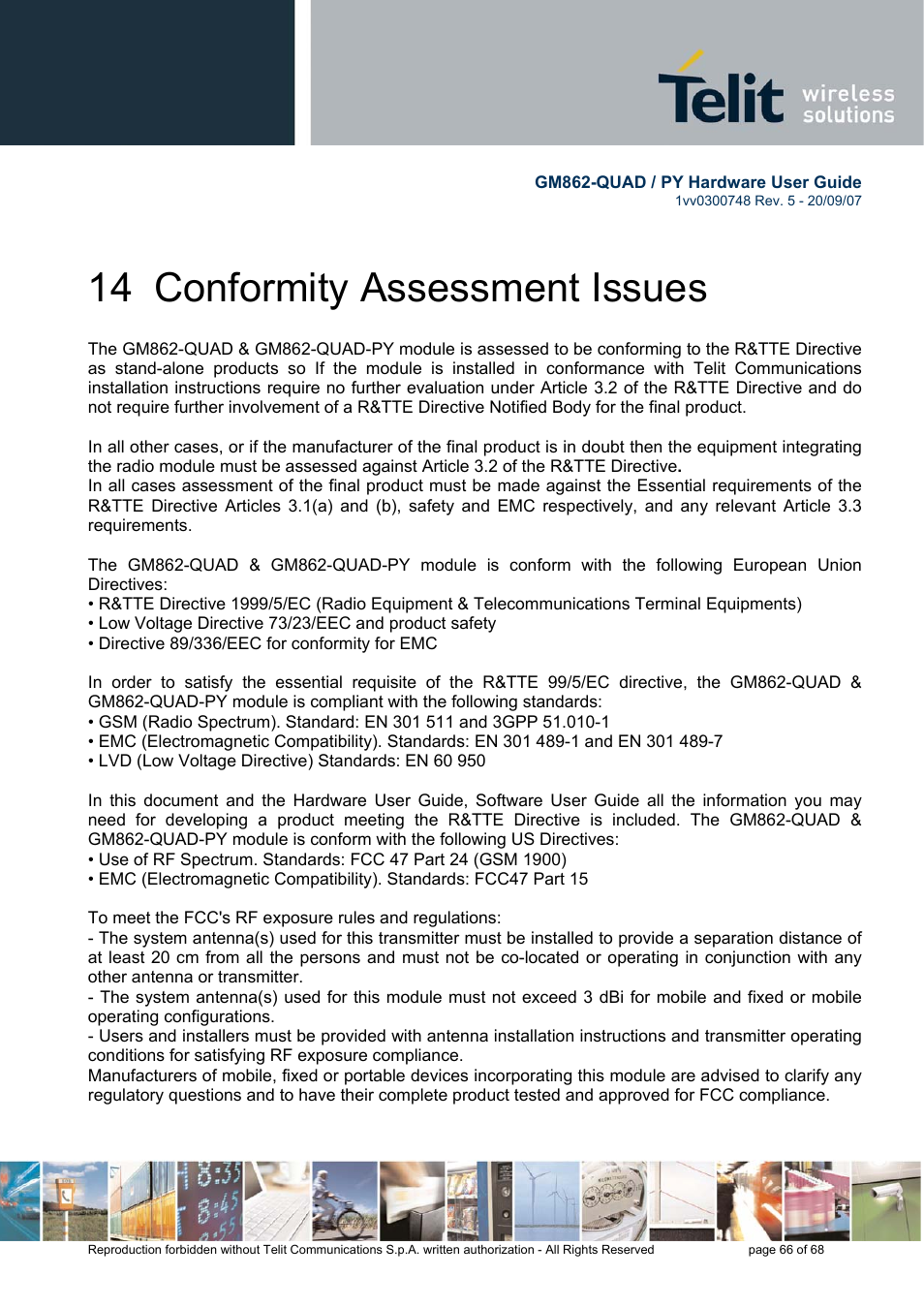 14 conformity assessment issues | Rainbow Electronics GM862-QUAD-PY User Manual | Page 66 / 68