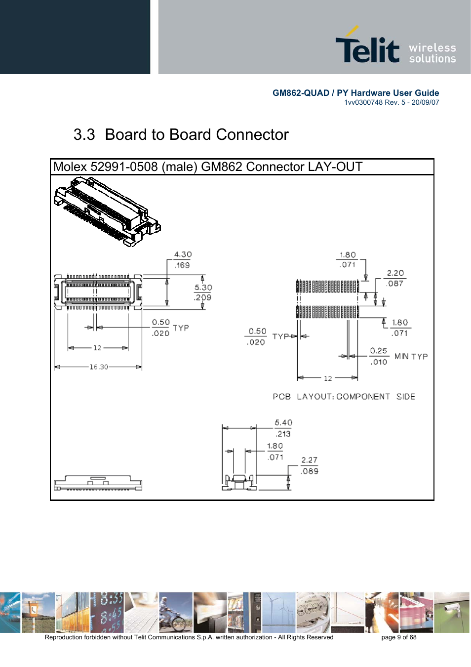 3 board to board connector | Rainbow Electronics GM862-QUAD-PY User Manual | Page 9 / 68