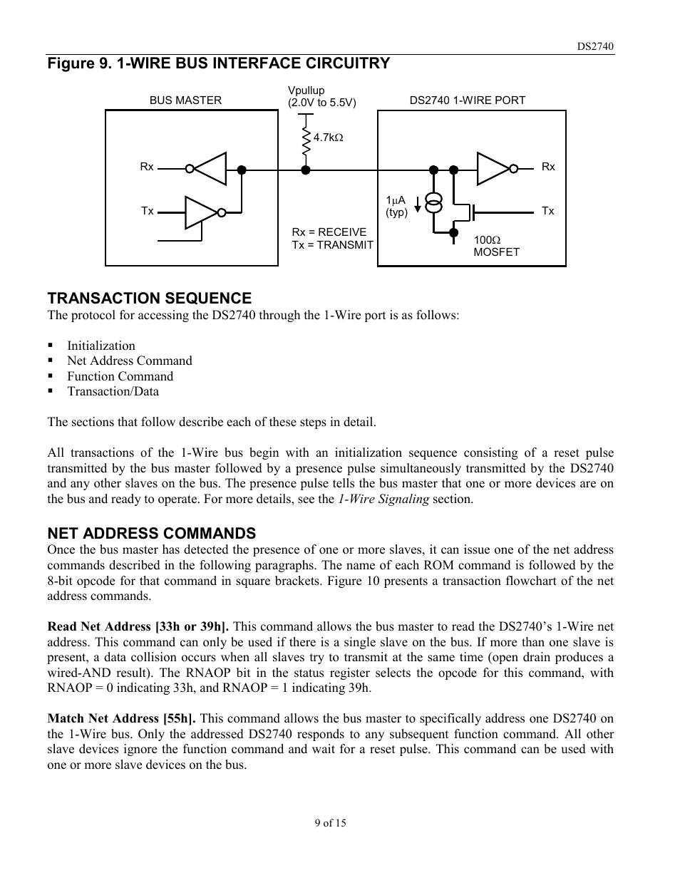 Net address commands | Rainbow Electronics DS2740 User Manual | Page 9 / 15