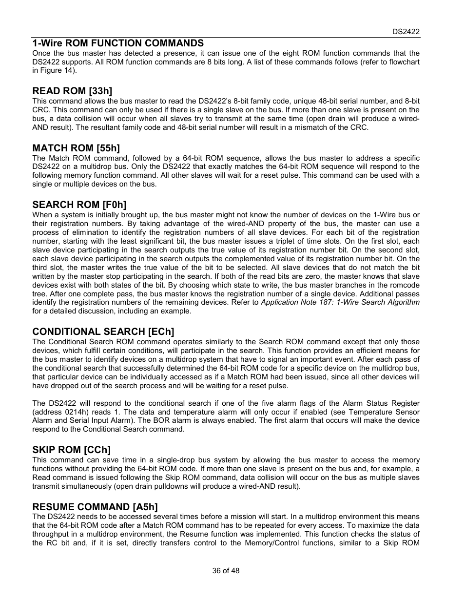 Rainbow Electronics DS2422 User Manual | Page 36 / 48