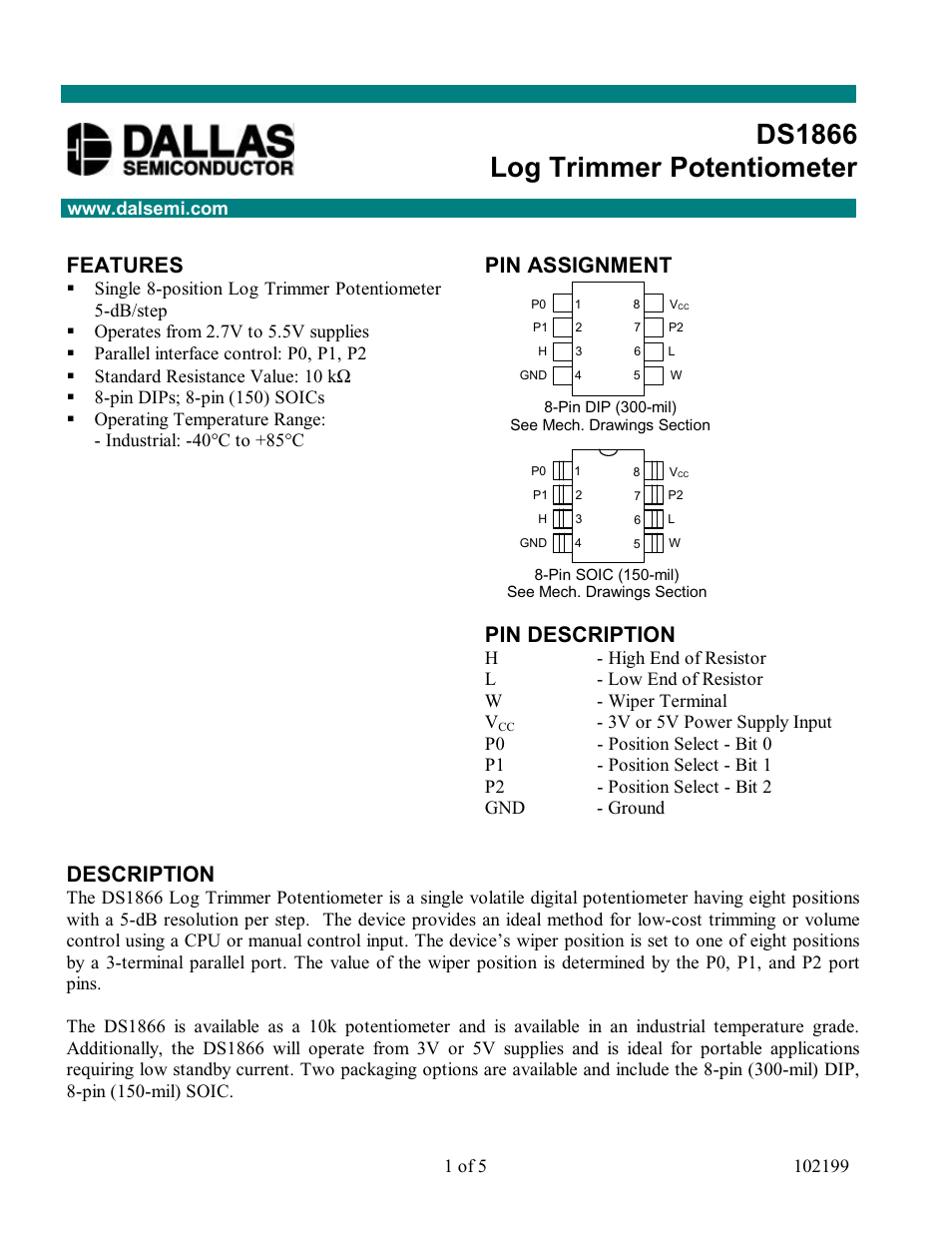 Rainbow Electronics DS1866 User Manual | 5 pages