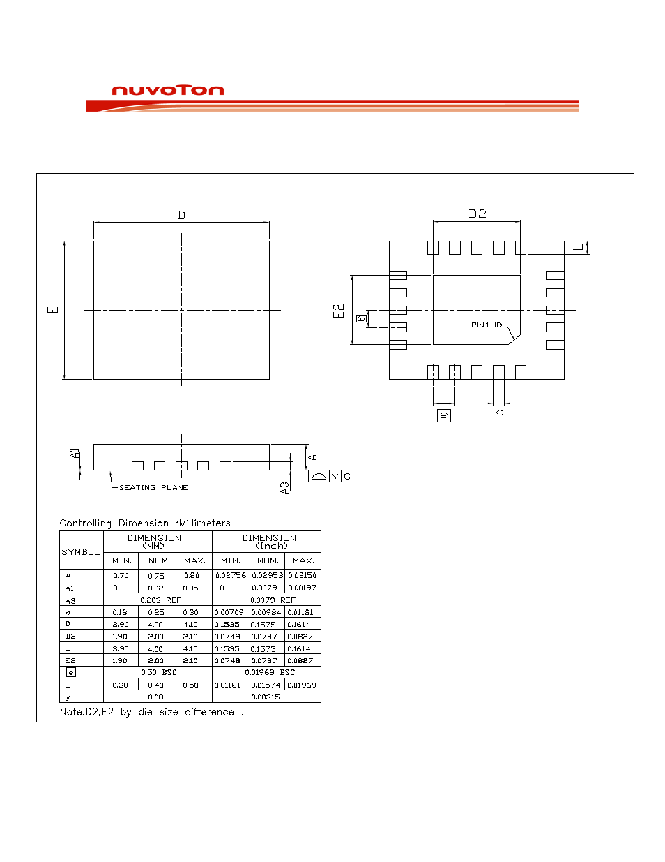 Package specification, 20 lead qfn, Isd2100 datasheet | Rainbow Electronics ISD2100 User Manual | Page 16 / 19