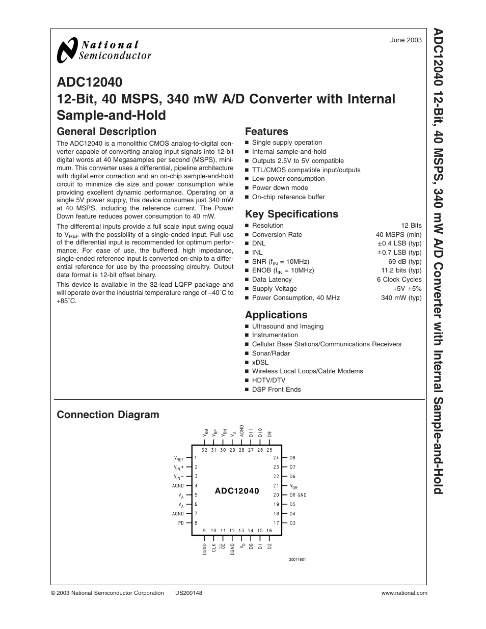 Rainbow Electronics ADC12040 User Manual | 20 pages