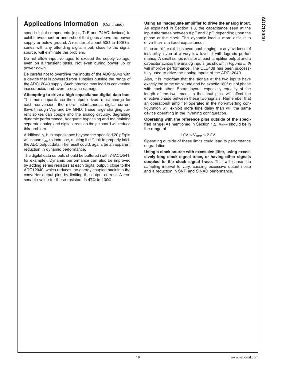 Applications information | Rainbow Electronics ADC12040 User Manual | Page 19 / 20