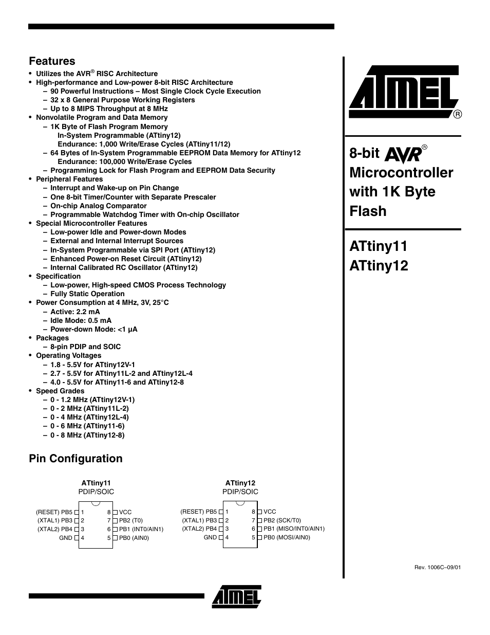 Rainbow Electronics ATtiny12 User Manual | 86 pages