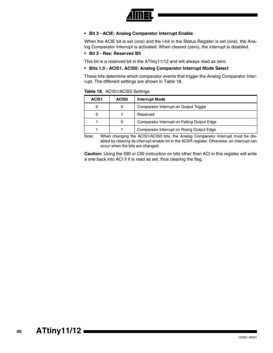 Attiny11/12 | Rainbow Electronics ATtiny12 User Manual | Page 40 / 86