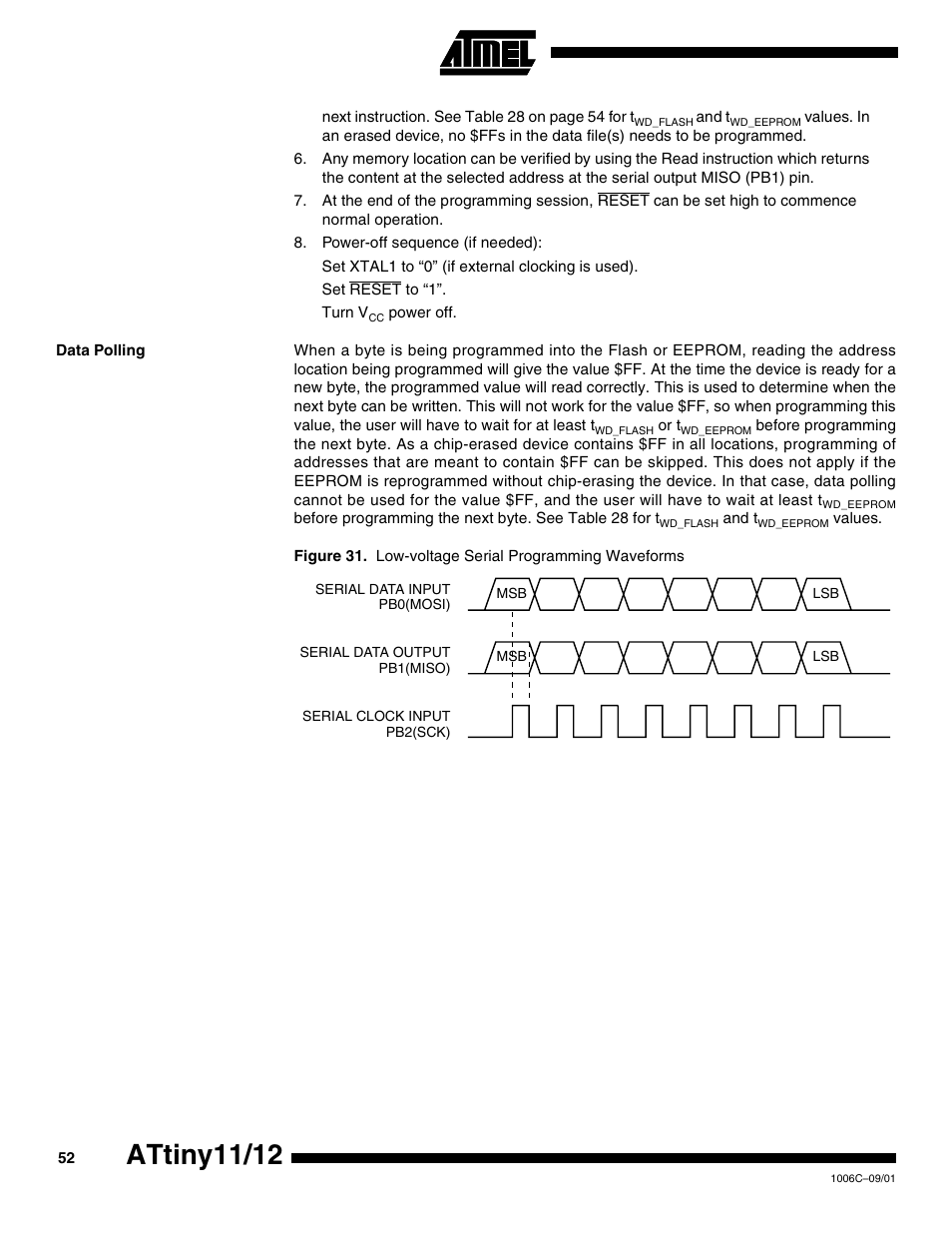Data polling, Figure 31, Attiny11/12 | Rainbow Electronics ATtiny12 User Manual | Page 52 / 86