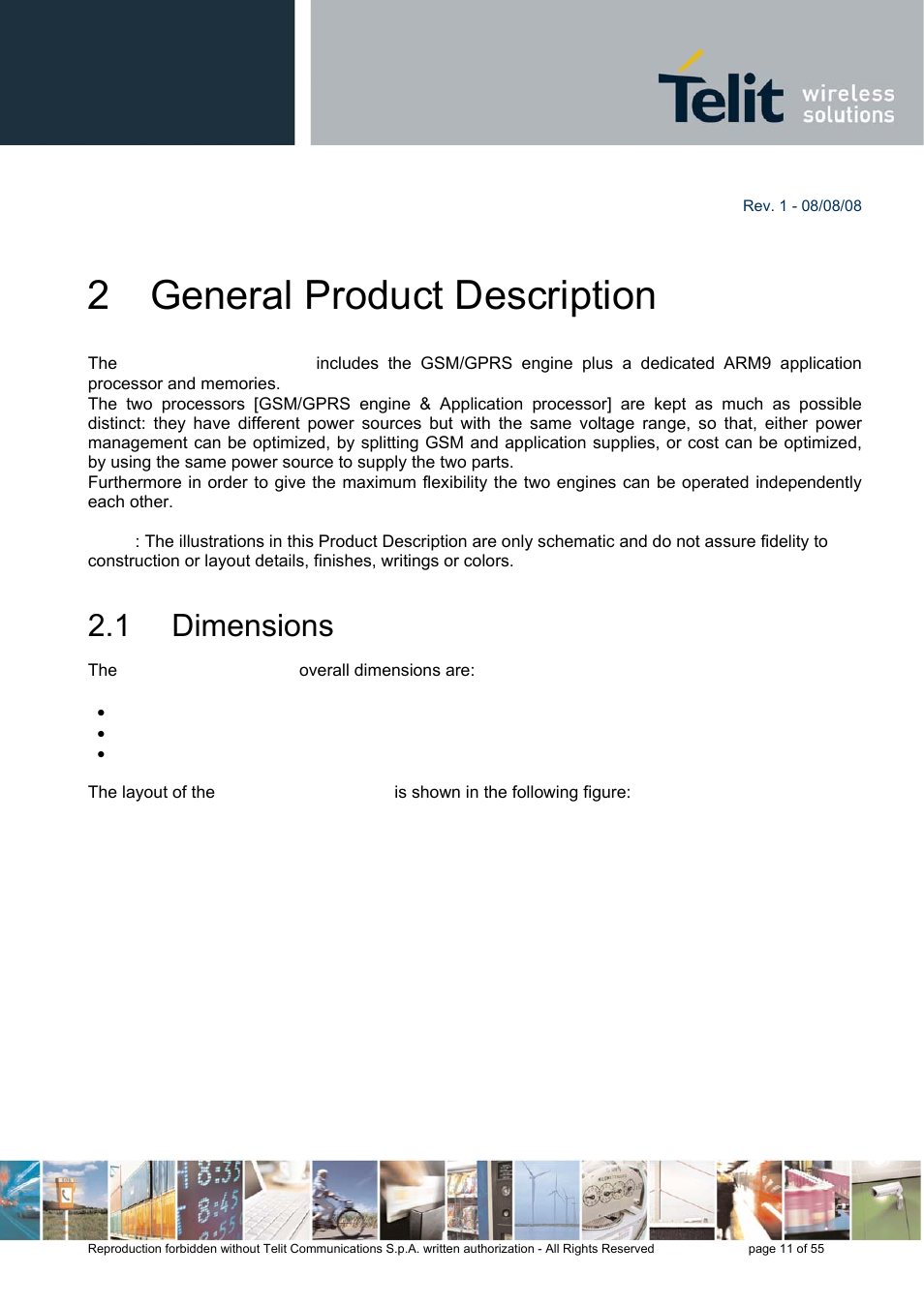 2 general product description, 1 dimensions | Rainbow Electronics GE863-PRO3 User Manual | Page 11 / 55