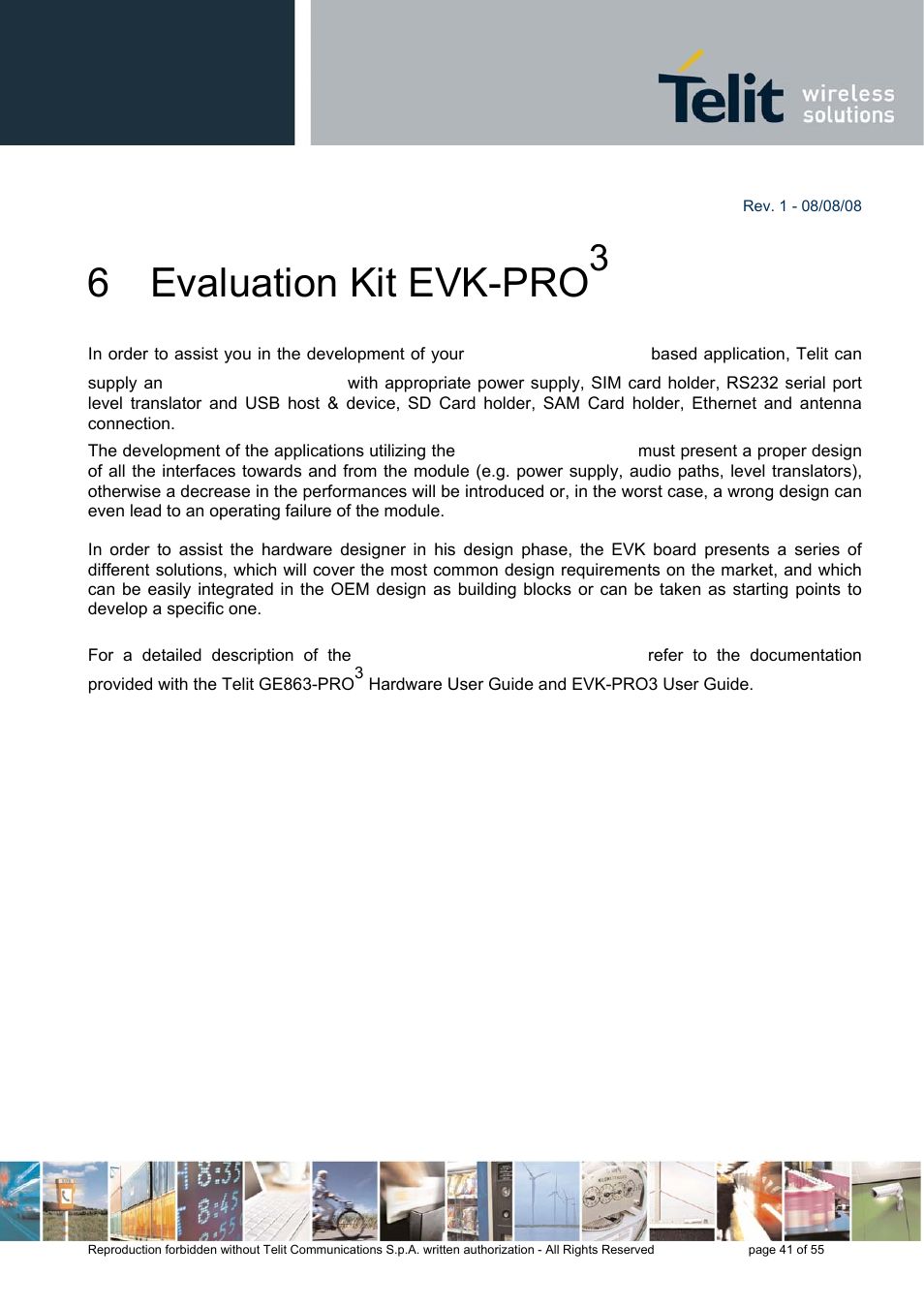 6 evaluation kit evk-pro | Rainbow Electronics GE863-PRO3 User Manual | Page 41 / 55