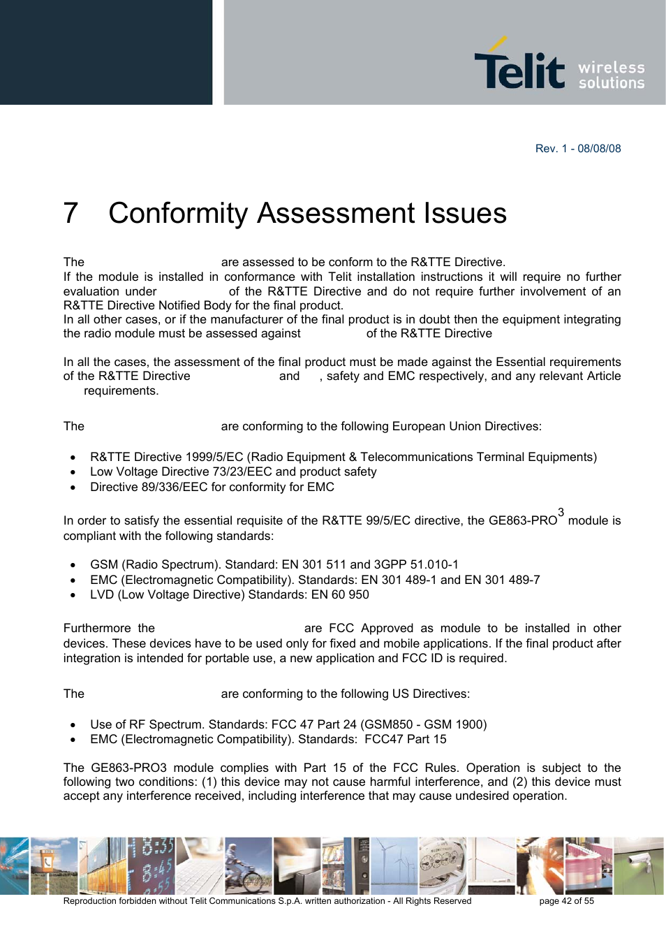 7 conformity assessment issues | Rainbow Electronics GE863-PRO3 User Manual | Page 42 / 55