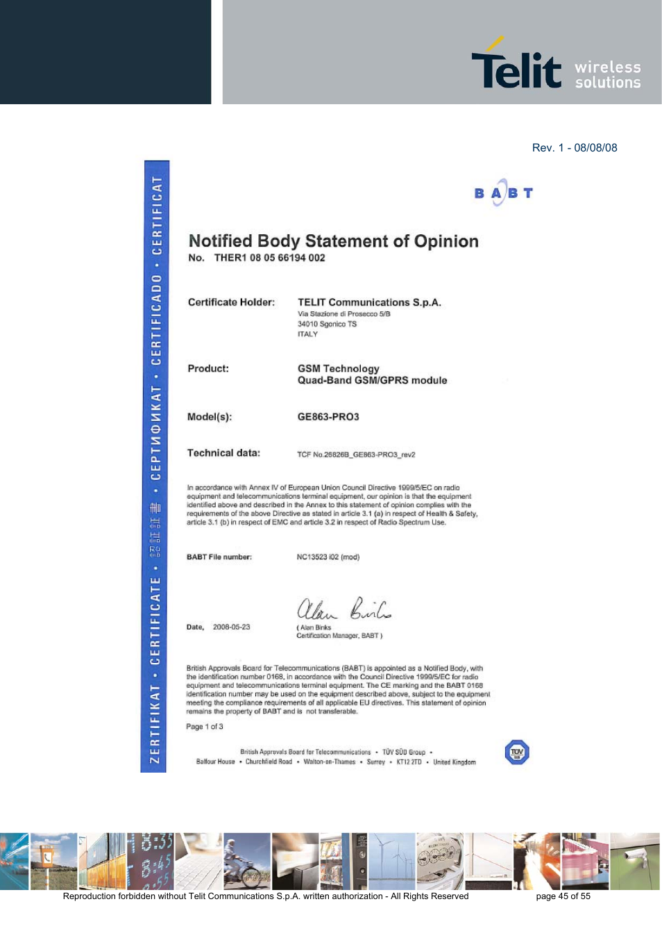 Rainbow Electronics GE863-PRO3 User Manual | Page 45 / 55